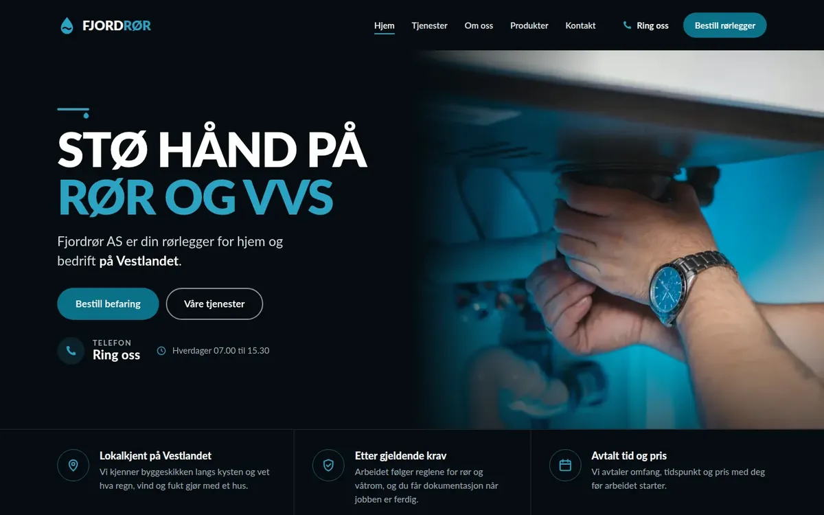Forsiden til Fjordrør på PC, en fiktiv rørlegger